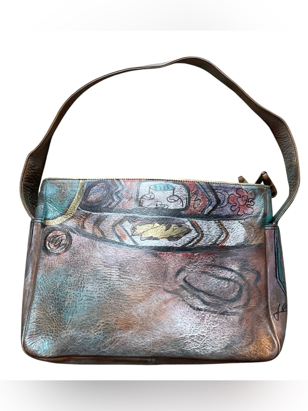 Vtg 1986 Jane Yoo Hand Painted Leather Thena Bag HB-535 NEW W/ TAGS
